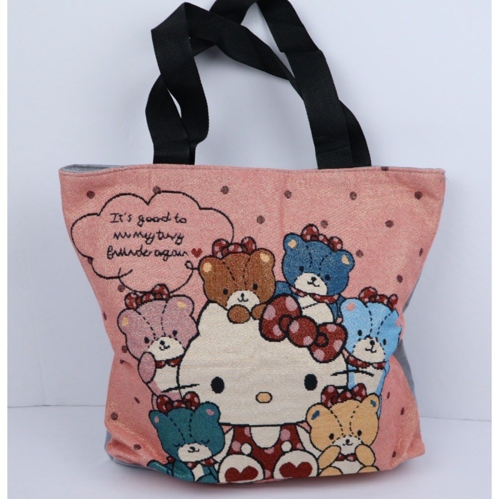 Hello Kitty Women's Embroidery Tote Shoulder Bag Pink Metallic Sparkling‎ NWOT